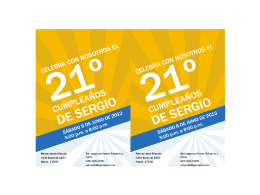 Invitaciones de cumpleaños (rayos dorados) Invitaciones de cumpleaños (rayos dorados)