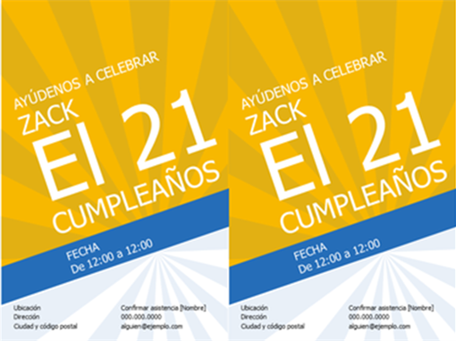 Invitaciones de cumpleaños (rayos dorados) Invitaciones de cumpleaños (rayos dorados)