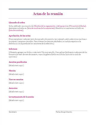 Actas de la reunión clásicas