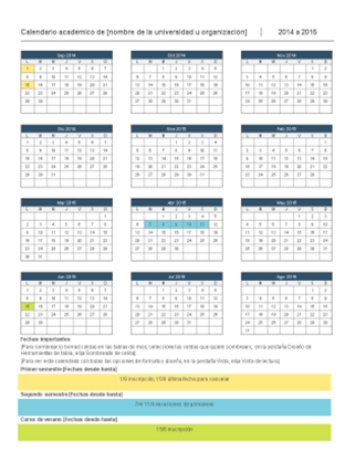 Calendario académico 2014 Calendario académico 2014