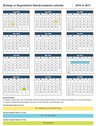 Calendario académico 2016-2017 Calendario académico 2016-2017