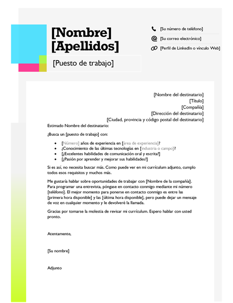 Carta de presentación nota rápida Carta de presentación nota rápida