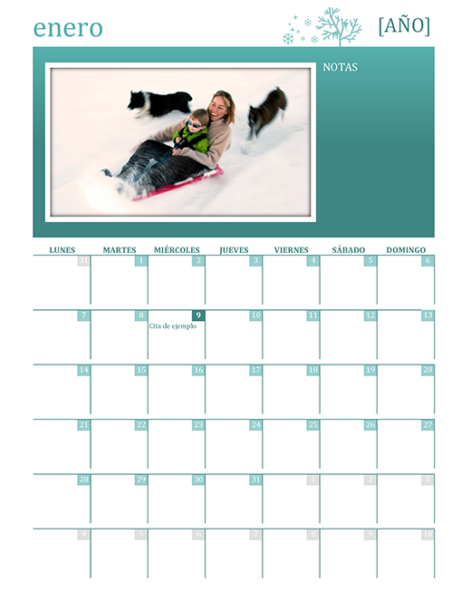 Calendario familiar estacional (cualquier año, de lunes a domingo) Calendario familiar estacional (cualquier año, de lunes a domingo)