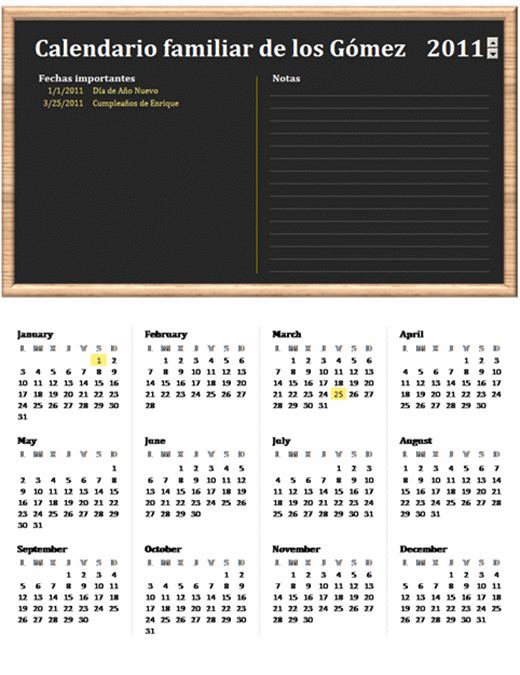 Calendario familiar (cualquier año, Lun-Dom) Calendario familiar (cualquier año, Lun-Dom)