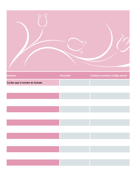 Lista de invitados a la boda (con tulipanes) Lista de invitados a la boda (con tulipanes)