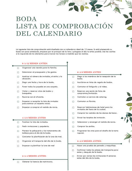 Lista de comprobación (boda) Lista de comprobación (boda)