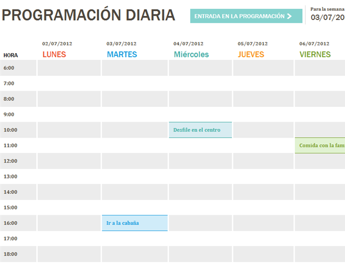 Programación diaria Programación diaria