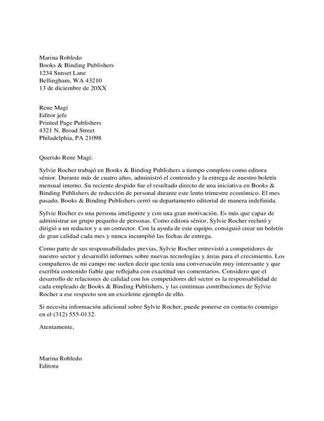 Carta de recomendación para empleado profesional Carta de recomendación para empleado profesional