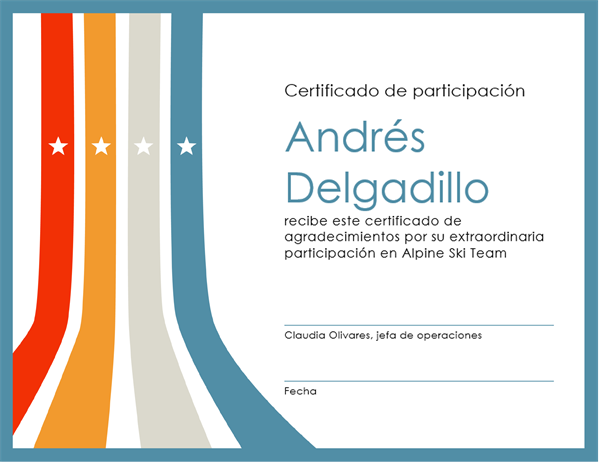 Certificado de participación Certificado de participación