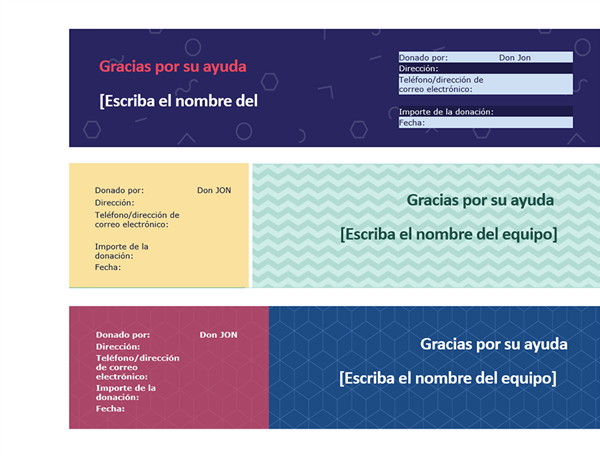 Recibo de recaudación de fondos de equipo (3 por página) Recibo de recaudación de fondos de equipo (3 por página)