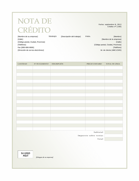 Nota de crédito Green Gradient design) Nota de crédito Green Gradient design)