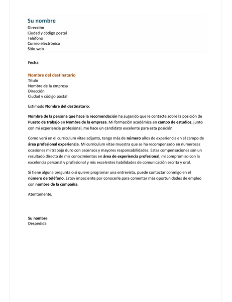 Carta de presentación para un currículum vítae eficaz Carta de presentación para un currículum vítae eficaz