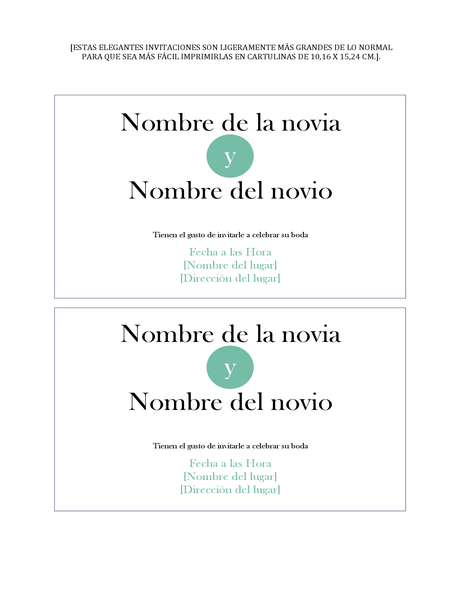 Invitaciones de boda simples (2 por página) Invitaciones de boda simples (2 por página)