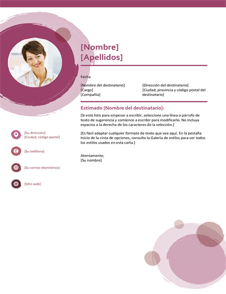 Carta de presentación estilo Rose Suite Carta de presentación estilo Rose Suite