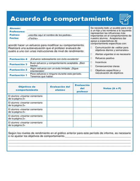 Acuerdo de comportamiento Acuerdo de comportamiento