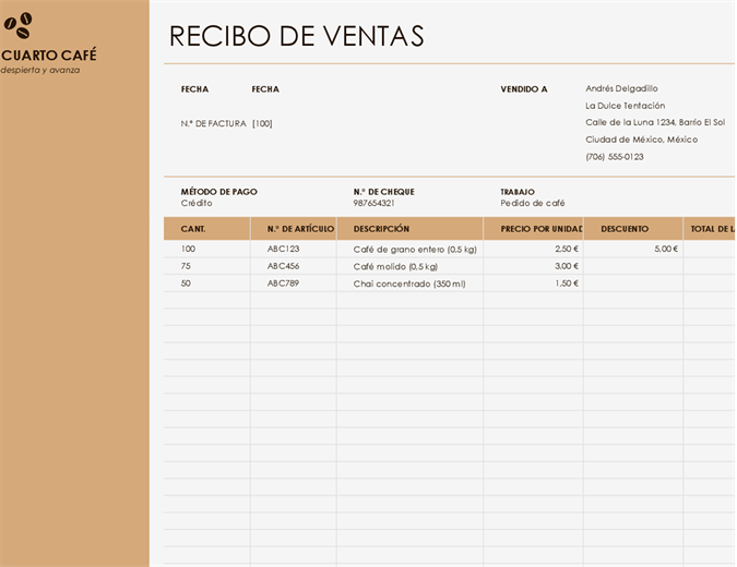 Recibo de ventas con logotipo Recibo de ventas con logotipo