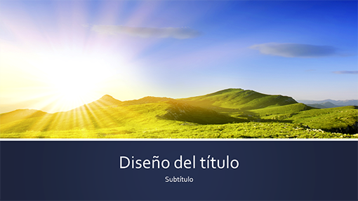 Presentación de naturaleza con bandas azules y fotografía de amanecer en la montaña (panorámica) Presentación de naturaleza con bandas azules y fotografía de amanecer en la montaña (panorámica)