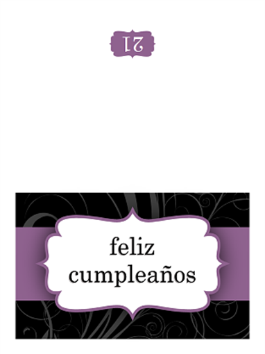 Tarjeta de felicitación (diseño con cinta púrpura, plegada) Tarjeta de felicitación (diseño con cinta púrpura, plegada)