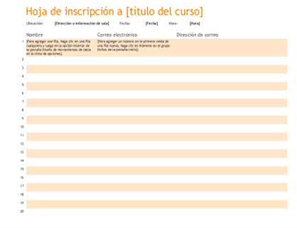 Hoja De Inscripción