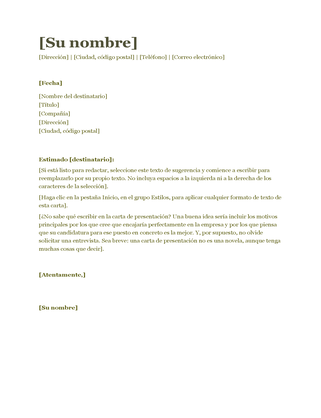 Carta de presentación para CV (verde)