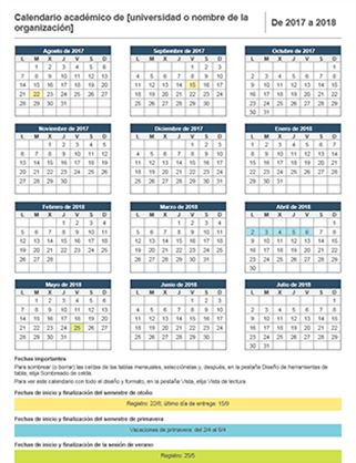 Calendario académico 2017-2018 Calendario académico 2017-2018