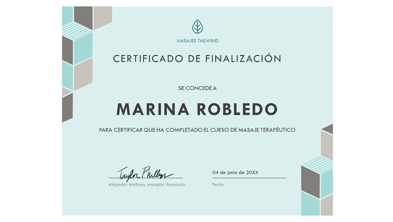 Certificado de finalización del curso (azul) Certificado de finalización del curso (azul)