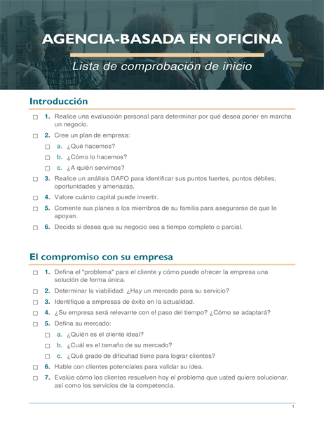 Lista de comprobación para comenzar un negocio pequeño Lista de comprobación para comenzar un negocio pequeño