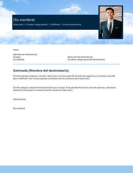 Carta de presentación con cielo azul Carta de presentación con cielo azul