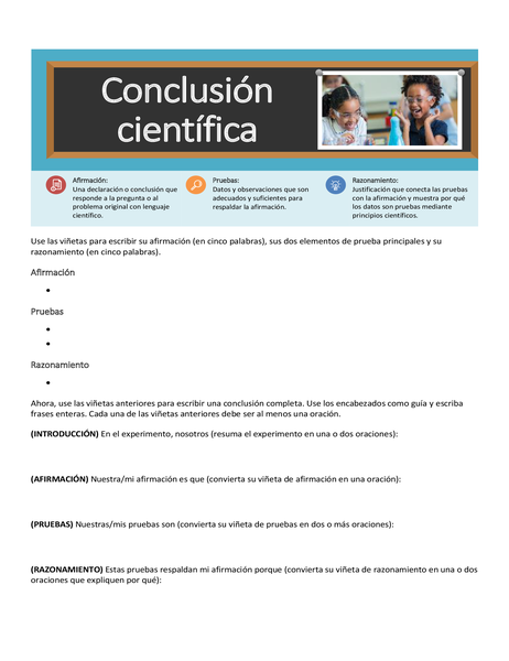 Hoja De Ejercicios De Conclusiones Cientificas