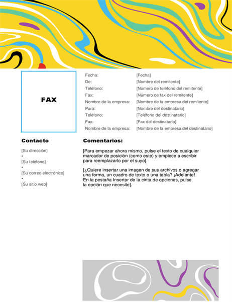Portada de fax con espiral de colores Portada de fax con espiral de colores
