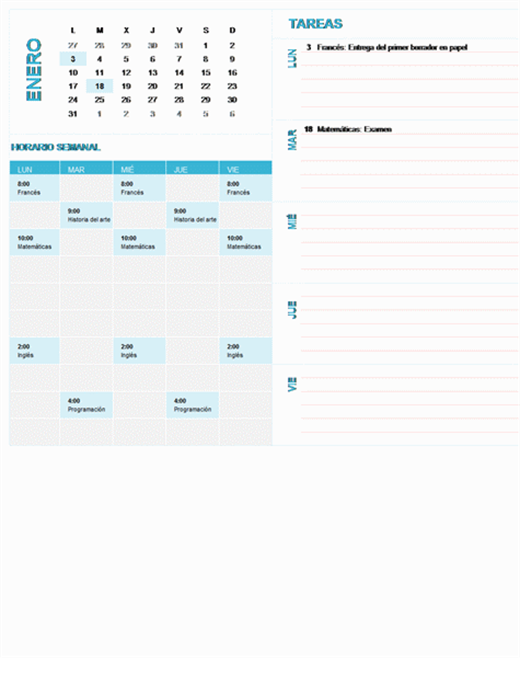Calendario de planeación semanal para estudiantes (cualquier año, Lun-Dom) Calendario de planeación semanal para estudiantes (cualquier año, Lun-Dom)