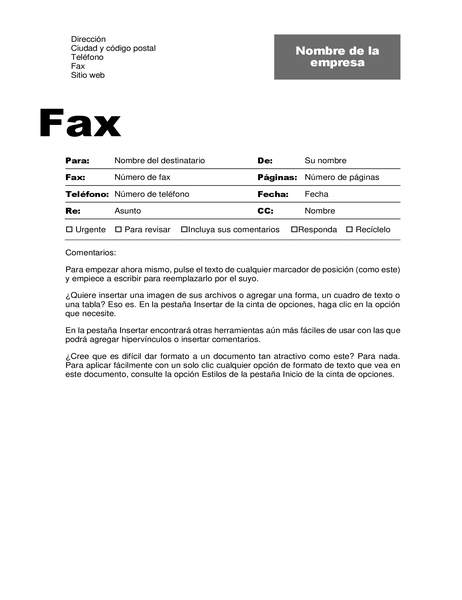 Portada de fax (diseño profesional) Portada de fax (diseño profesional)