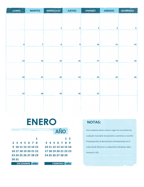 Calendario académico (un mes, cualquier año, comienza en lunes) Calendario académico (un mes, cualquier año, comienza en lunes)