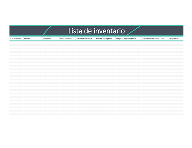 Lista de inventario Lista de inventario