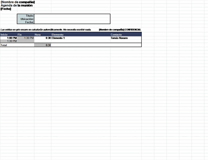 Agenda de reuniones ajustable Agenda de reuniones ajustable
