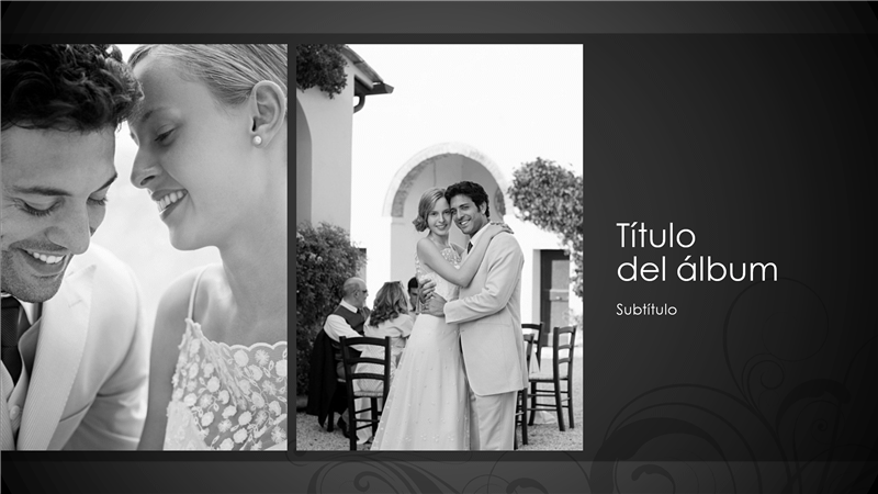 Álbum de fotos de boda, diseño barroco en blanco y negro (panorámico) Álbum de fotos de boda, diseño barroco en blanco y negro (panorámico)
