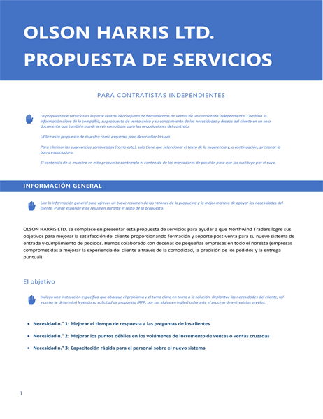 Modelo de propuesta de servicios en word
