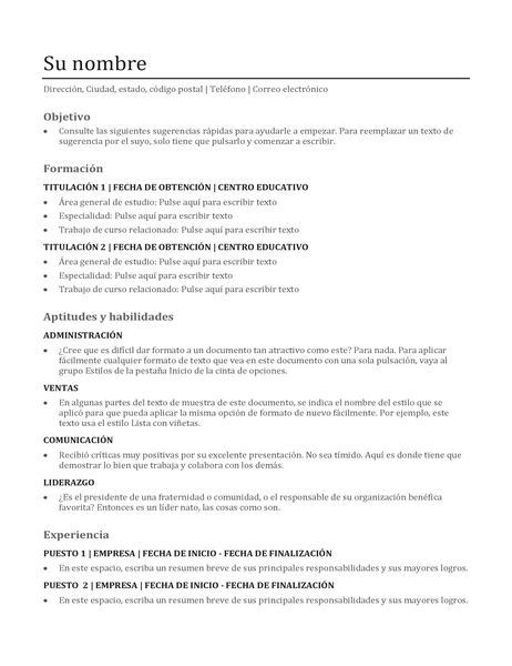 Currículum vítae funcional Currículum vítae funcional