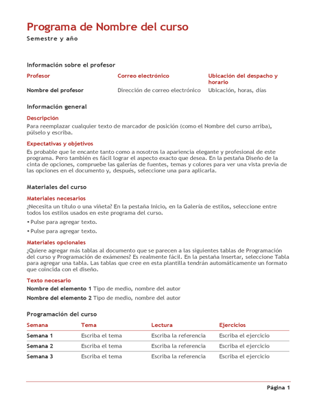 Plan de estudios - profesores Plan de estudios - profesores