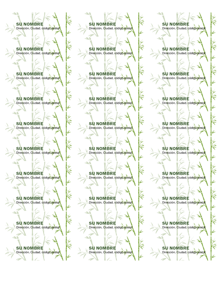 Etiquetas de dirección de remite (Bamboo, 30 por página, funcionan con Avery 5160) Etiquetas de dirección de remite (Bamboo, 30 por página, funcionan con Avery 5160)