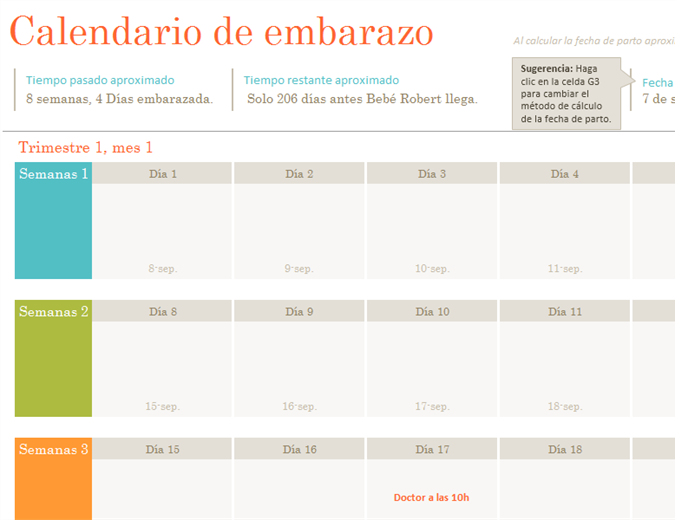 Calendario de maternidad Calendario de maternidad