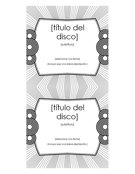 Etiqueta de inserción para CD (funciona con Avery 5693) Etiqueta de inserción para CD (funciona con Avery 5693)