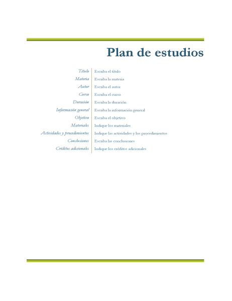 Plan de estudios del profesor Plan de estudios del profesor