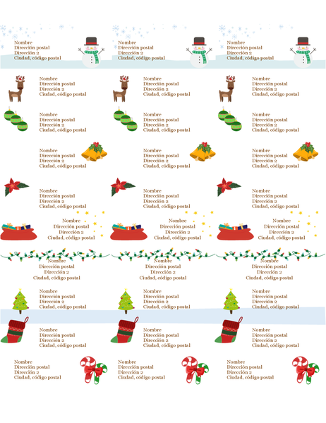 Etiquetas de regalo (diseño Espíritu navideño, 30 por página, para Avery 5160) Etiquetas de regalo (diseño Espíritu navideño, 30 por página, para Avery 5160)