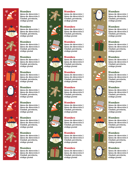 Etiquetas de dirección (diseño Espíritu navideño, 30 por página, para Avery 5160) Etiquetas de dirección (diseño Espíritu navideño, 30 por página, para Avery 5160)