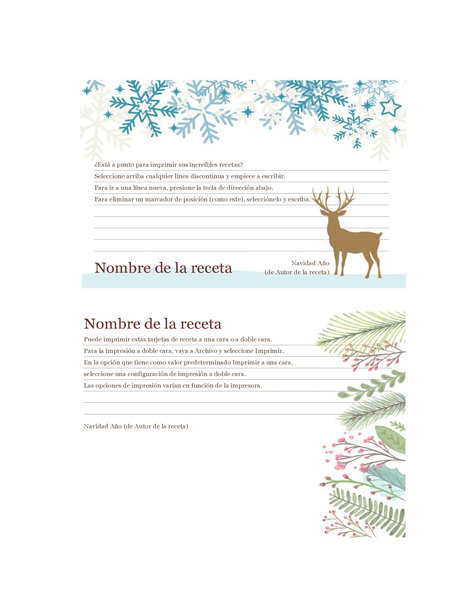 Tarjetas de recetas (diseño Espíritu navideño, para Avery 5889, 2 por página) Tarjetas de recetas (diseño Espíritu navideño, para Avery 5889, 2 por página)