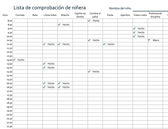 Registro de cuidado de los niños Registro de cuidado de los niños