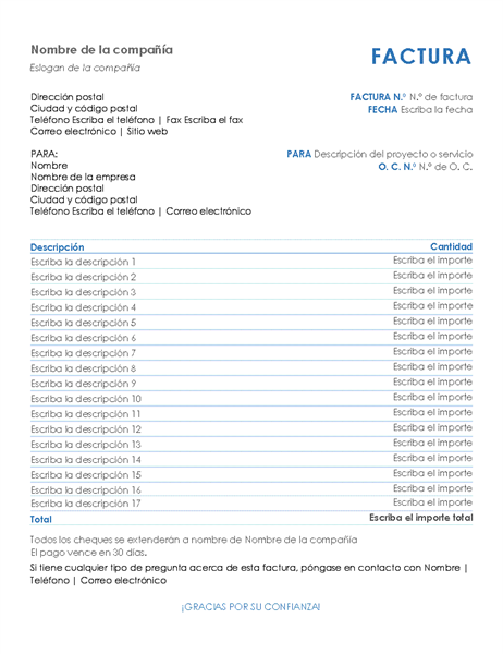 Factura de servicio Factura de servicio
