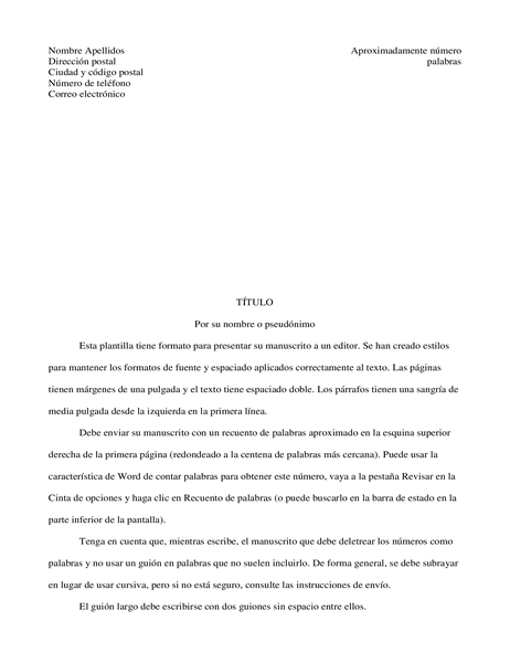 Formato de escrito Formato de escrito