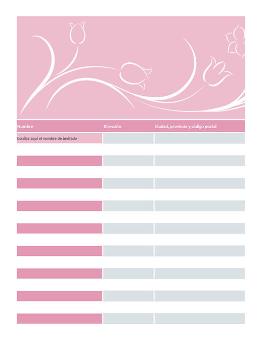 Lista de invitados a la boda (diseño con tulipanes) Lista de invitados a la boda (diseño con tulipanes)